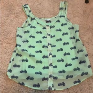 Volcom stone Motorcycle print sleeveless blouse